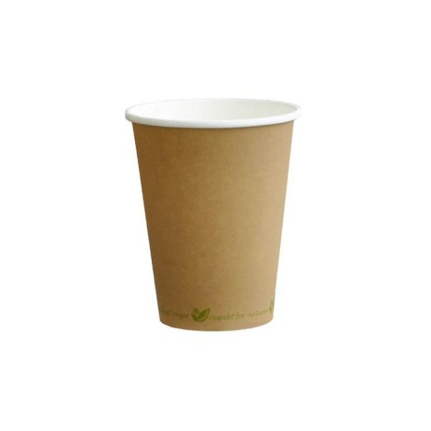 Kaffebger Med Grn Tekst Bionedbrydelig PAP/PLA 30 cl 90 mm 50 stk