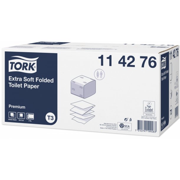 Tork T3 Extra Soft Foldet Toiletpapir Premium 2-lags, 30 pk
