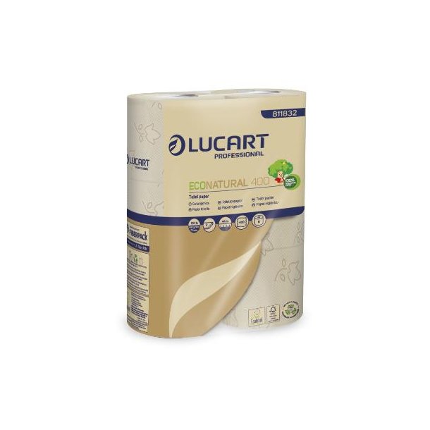 Lucart EcoNatural Toiletpapir 400 2-lags 5 pk x  6 rl