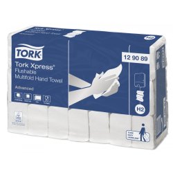 Tork Xpress Flushable Multifold Hndkldeark H2 Hvid, 21 pk