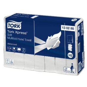 Tork Xpress Advanced H�ndkl�deark  H2 Interfold 2-lag 34x21.2 cm Hvid 21 pk x 136 stk/krt
