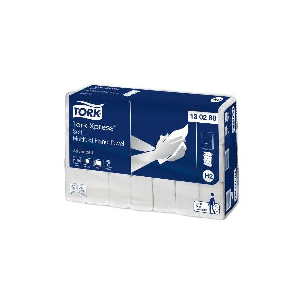 Tork Xpress Advanced Hndkldeark  H2 Interfold 2-lag 34x21.2 cm Hvid 21 pk x 136 stk/krt