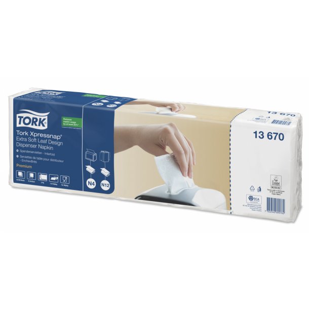 Tork Xpressnap Premium Extra Soft Serviet Med Bladmnster Hvid N4 8 pk/4000 stk