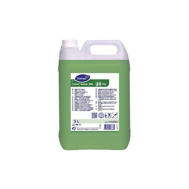 Diversey Universalreng�ring Gulv Jontec 300 F4a Neutral pH med Farve/Parfume 5 ltr Gr�n