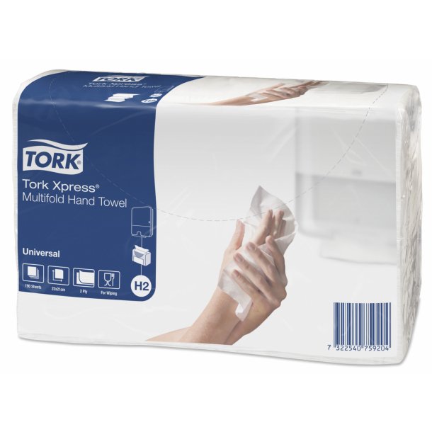 Tork Xpress Multifold Hndkldeark H2 Hvid, 20 pk