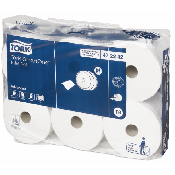 Tork T8 SmartOne Toiletpapir Advanced 2-lags, 6 rl